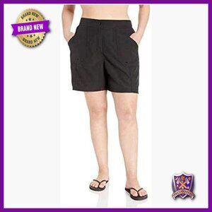 Plus Size 7" Woven Swim Shorts UPF 30 Tummy Control Board Shorts